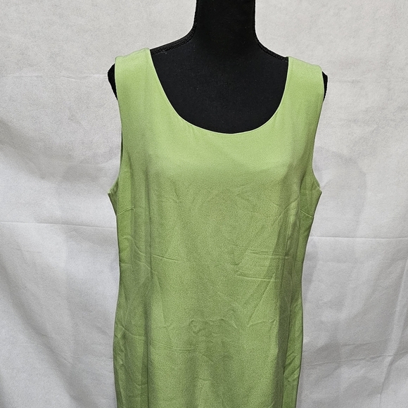 Rena Rowan 100% Silk Lime Green Sheath Dress Size 16 - Picture 3 of 7